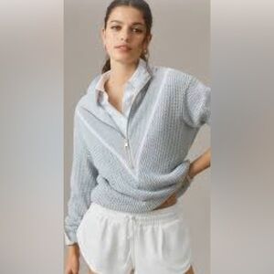 Varley Light Gray Sweater with Gold Accent 100% Cotton